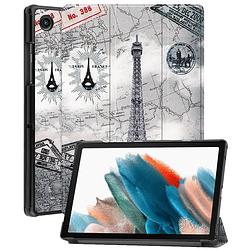 Foto van Basey samsung galaxy tab a8 hoesje kunstleer hoes case cover - eiffeltoren