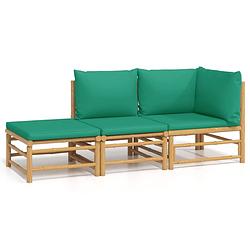 Foto van Vidaxl 3-delige loungeset met kussens bamboe groen
