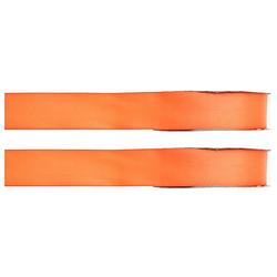 Foto van 2x hobby/decoratie oranje satijnen sierlinten 1 cm/10 mm x 25 meter - cadeaulinten