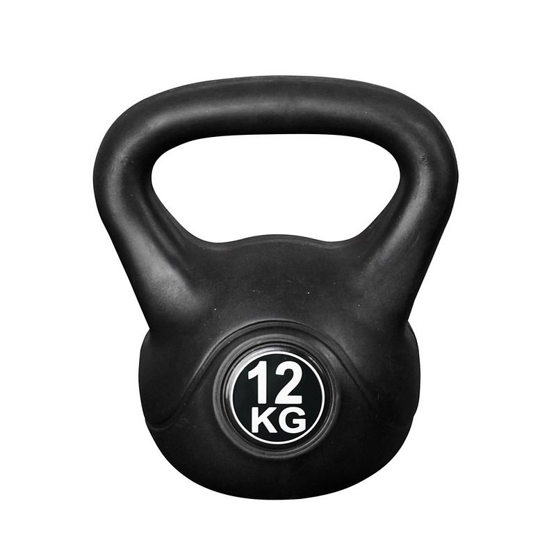 Foto van Kettlebell voor binnen en buiten - kunststof - zwart - 12 kg