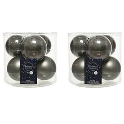 Foto van 12x stuks glazen kerstballen antraciet (warm grey) 8 cm mat/glans - kerstbal