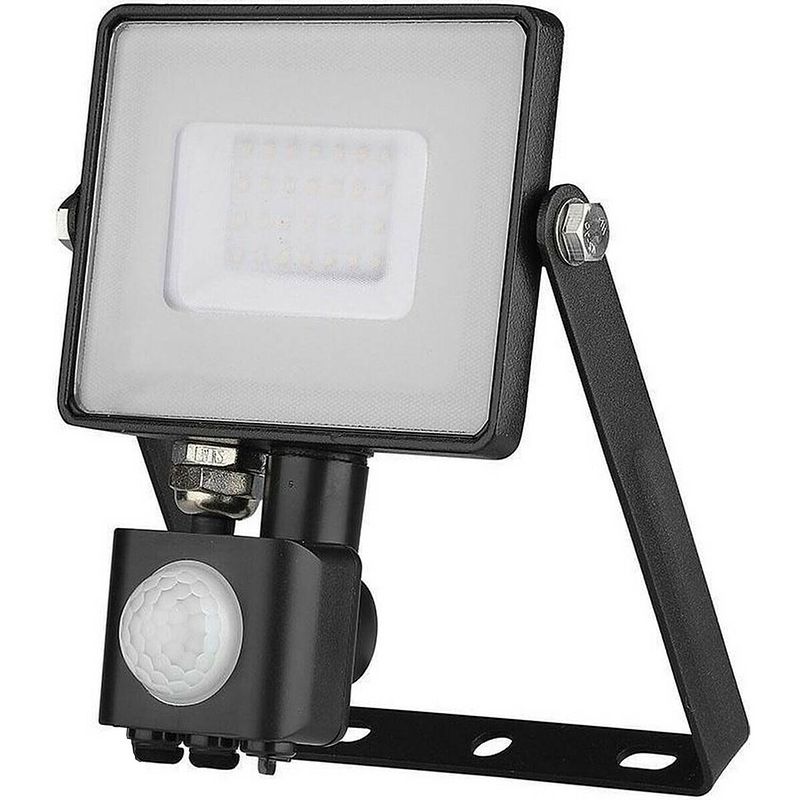 Foto van Led bouwlamp 30 watt met sensor - led schijnwerper - viron dana - natuurlijk wit 4000k - mat zwart - aluminium - samsung