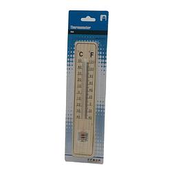 Foto van Binnen/buiten thermometer hout 21 x 4 cm - buitenthermometers