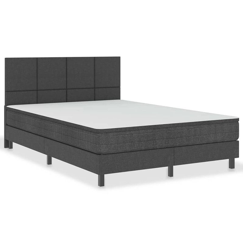 Foto van The living store boxspring stof donkergrijs 140x200 cm - bed