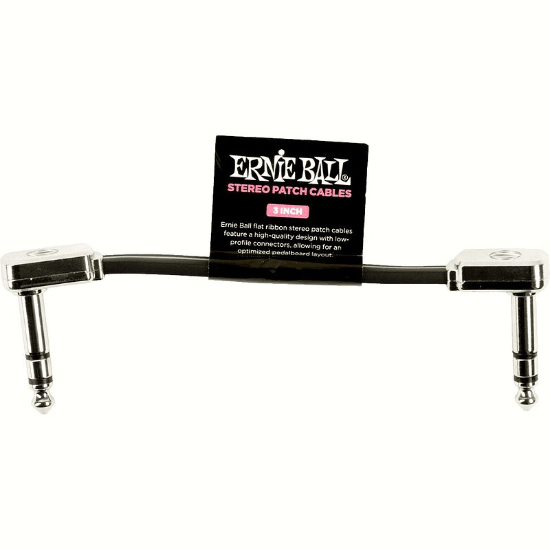 Foto van Ernie ball 6407 patchkabel stereo haaks zwart 7.5 cm