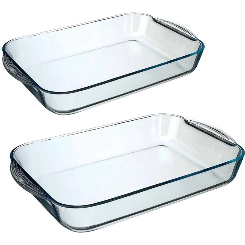 Foto van Ovenschalen set rechthoek - glas - 40 x 25 cm/34 x 19 cm - ovenschalen