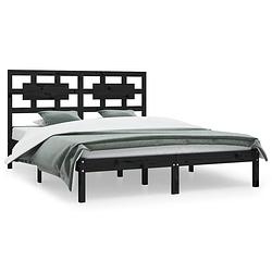 Foto van The living store bedframe zwart 205.5 x 145.5 x 31 cm - massief grenenhout - geschikt voor 140 x 200 cm matras