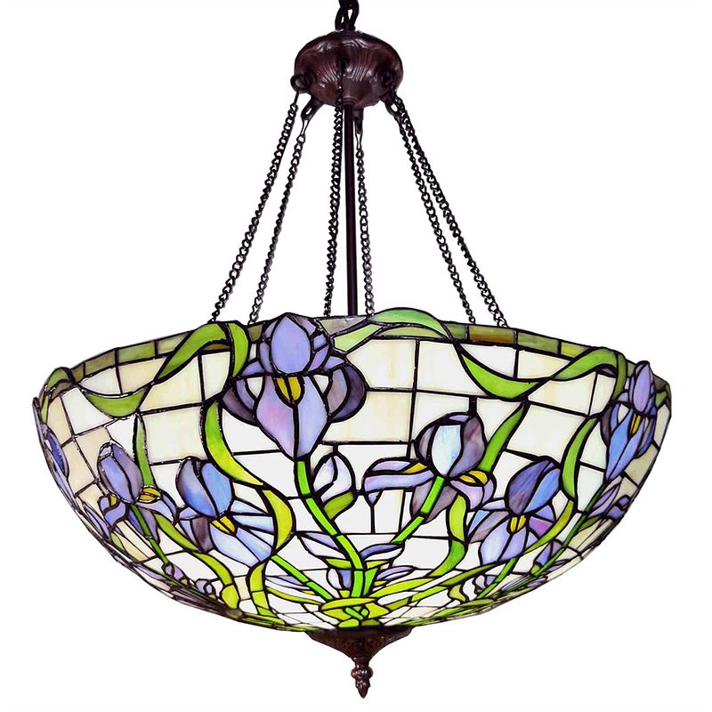 Foto van Haes deco - hanglamp tiffany blauw ø 56x116 cm e27/max 3x60w