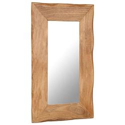 Foto van The living store houten make-up spiegel - 50 x 80 cm - massief acaciahout