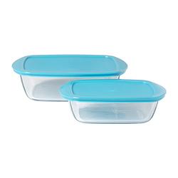 Foto van Pyrex ovenschaal - blauw - set van 2