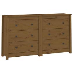 Foto van Vidaxl dressoir 140x35x80 cm massief grenenhout honingbruin