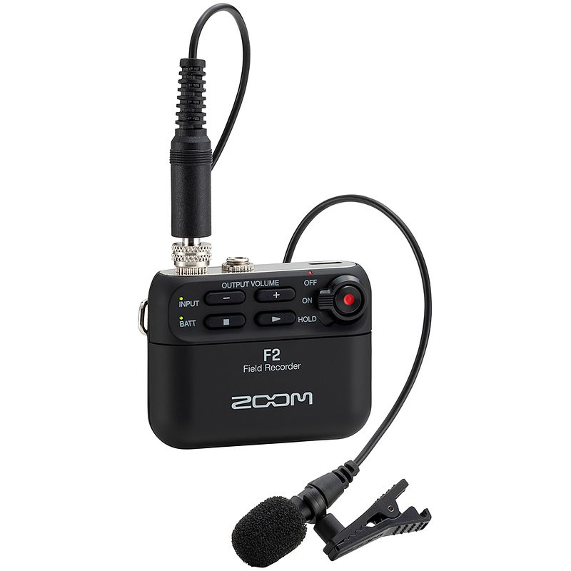 Foto van Zoom f2 recorder met dasspeldmicrofoon