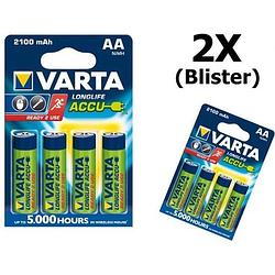 Foto van 8 stuks (2 blisters a 4stk) - varta oplaadbare battery aa 2100mah 56706