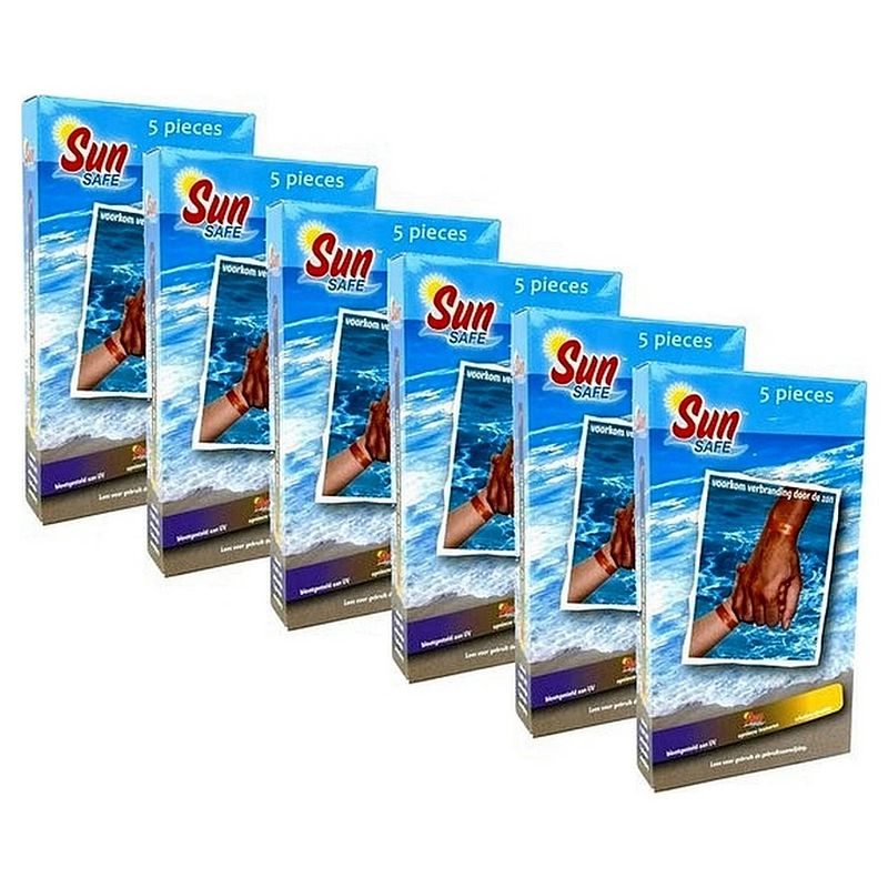 Foto van 6-pack sunsafe uv polsband 5 stuks (totaal 30 uv-polsbandjes) - zonnebrand