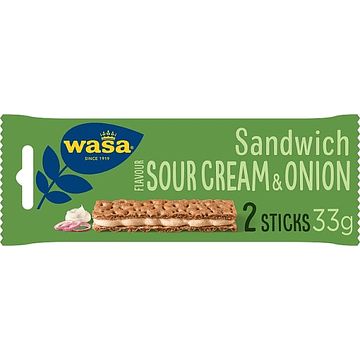 Foto van Wasa sandwich flavour sour cream & onion 2 stuks 99g bij jumbo