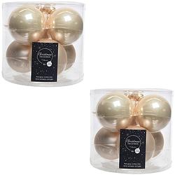 Foto van 12x licht parel/champagne glazen kerstballen 8 cm glans en mat - kerstbal