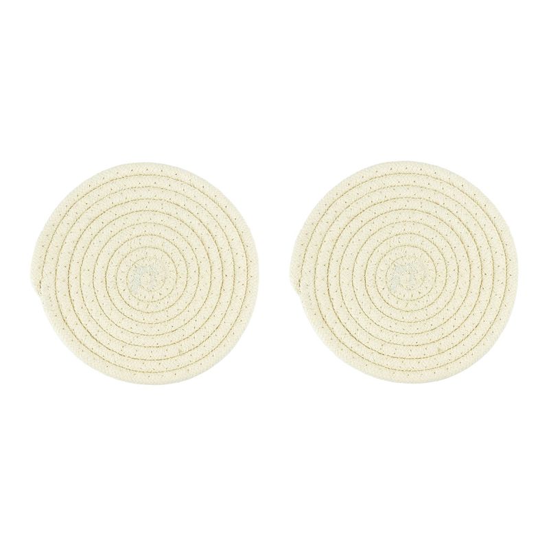 Foto van Krumble pannenonderzetter rond - katoen - beige - set van 2