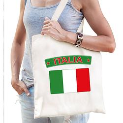 Foto van Katoenen tasje wit italia / italie supporter - feest boodschappentassen