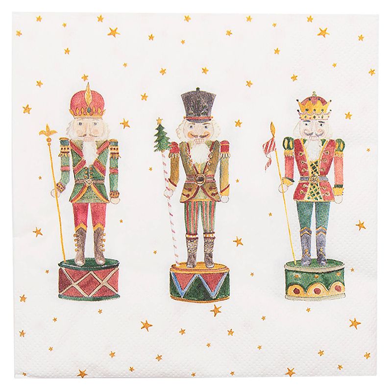 Foto van Haes deco - set van 4 wegwerpservetten - 33x33 cm (20 stuks in verpakking) - papier - happy little christmas