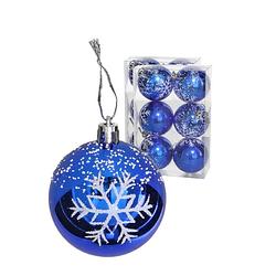 Foto van Kerstballen gedecoreerd - 18x st - 6 cm - kunststof - blauw - kerstbal