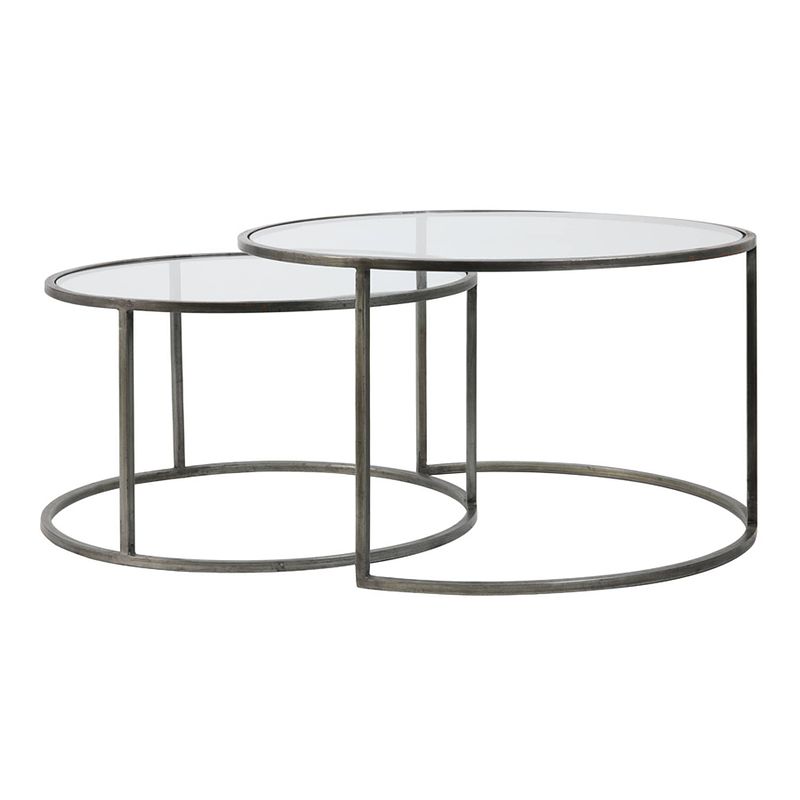 Foto van Light & living - salontafel duarte set van 2 - 75x75x44cm - grijs