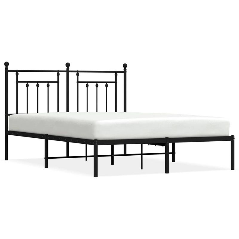 Foto van Vidaxl bedframe met hoofdbord metaal zwart 140x200 cm