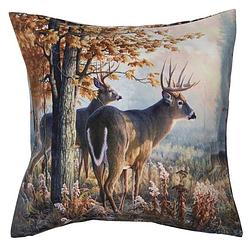 Foto van Clayre & eef kussenhoes 45*45 cm bruin polyester vierkant rendieren sierkussenhoes kussen hoes bruin sierkussenhoes