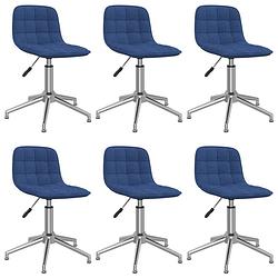 Foto van Vidaxl eetkamerstoelen draaibaar 6 st stof blauw