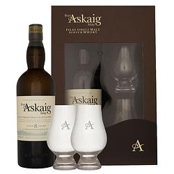 Foto van Port askaig 8 years + 2 glazen 70cl whisky