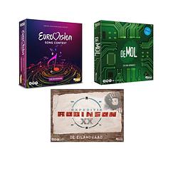 Foto van Spellenset - 3 stuks - eurovisie songfestival spel & wie is de mol de code opdracht & expeditie robinson de eilandraad