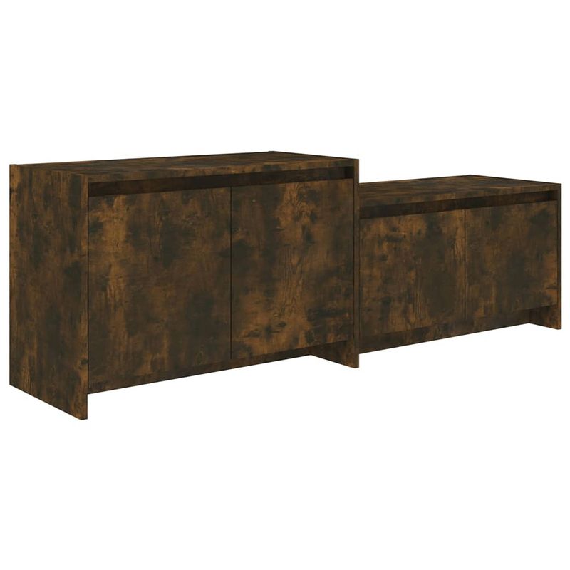 Foto van The living store tv-meubel salsa - tv-kast - gerookt eiken - 146.5 x 35 x 50 cm - 4 deuren