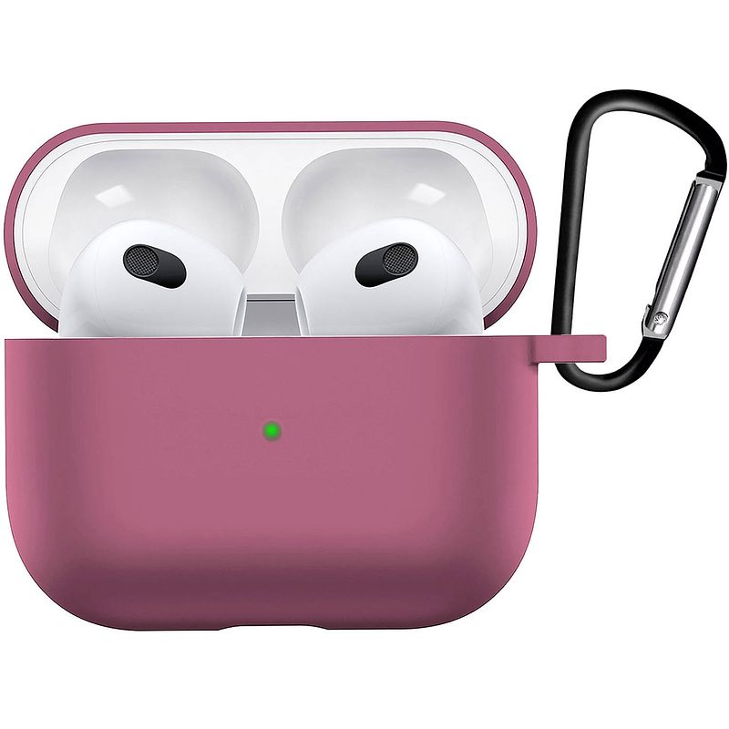 Foto van Basey hoesje voor airpods 3 hoesje silicone case cover - hoes voor airpods 3 case siliconen hoes - oud roze