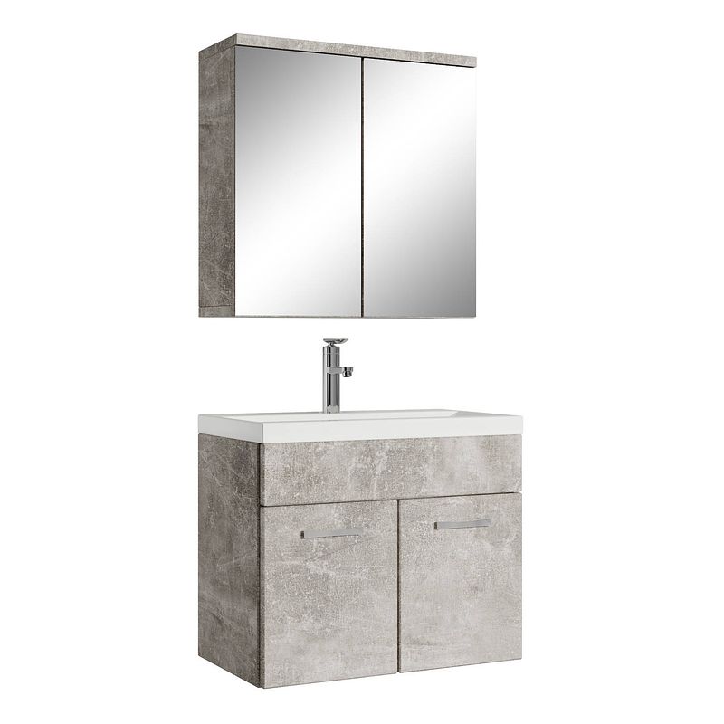 Foto van Badplaats badkamermeubel montreal 60cm met spiegelkast - beton grijs