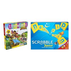 Foto van Spellenbundel - 2 stuks - levensweg junior & mattel scrabble junior