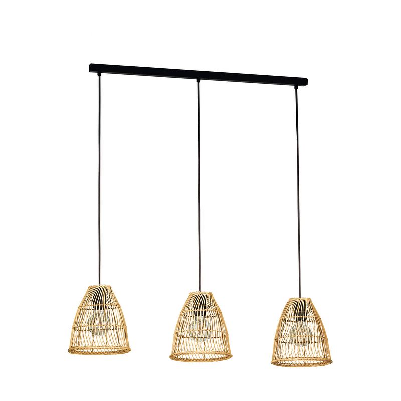 Foto van Eglo ayesgarth hanglamp - e27 - 91 cm - zwart/hout