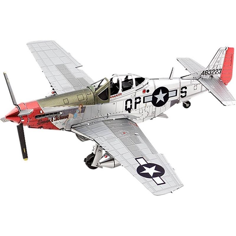 Foto van Metal earth modelbouwset p-51d mustang staal zilver 2-delig