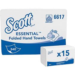 Foto van Scott papieren handdoeken, intergevouwen, 1-laags, 340 vellen, pak van 15 stuks