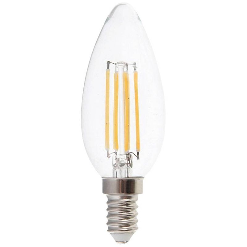 Foto van V-tac 214301 led-lamp energielabel f (a - g) e14 kaars 4.00 w warmwit (ø x h) 35 mm x 98 mm 1 stuk(s)