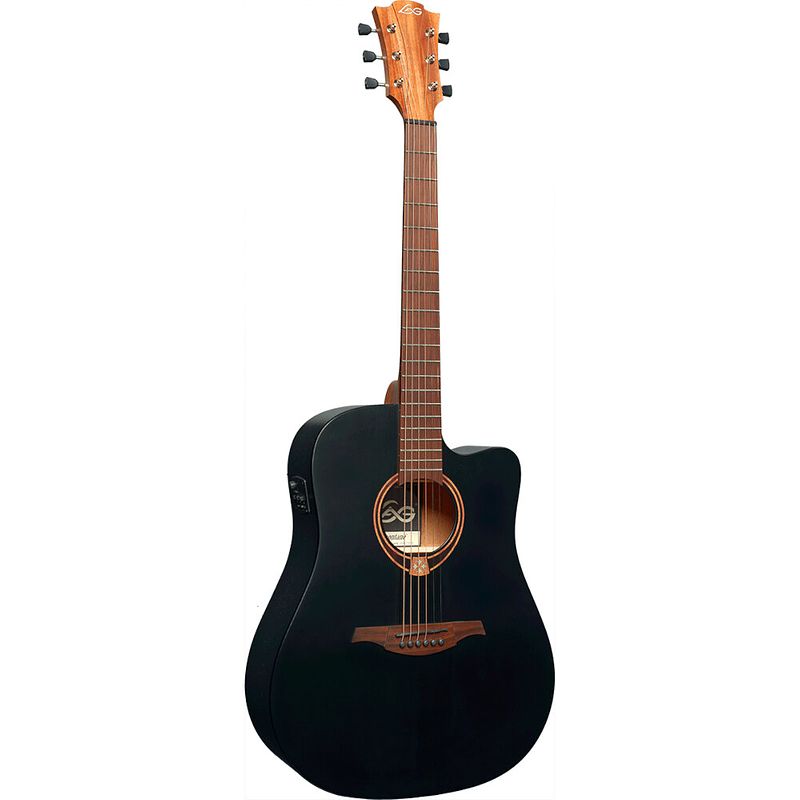 Foto van Lag guitars tramontane 70 t70dce black satin elektrisch-akoestische westerngitaar