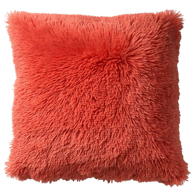 Foto van Dutch decor fluffy - sierkussen unikleur coral 45x45 cm - koraalroze - rood