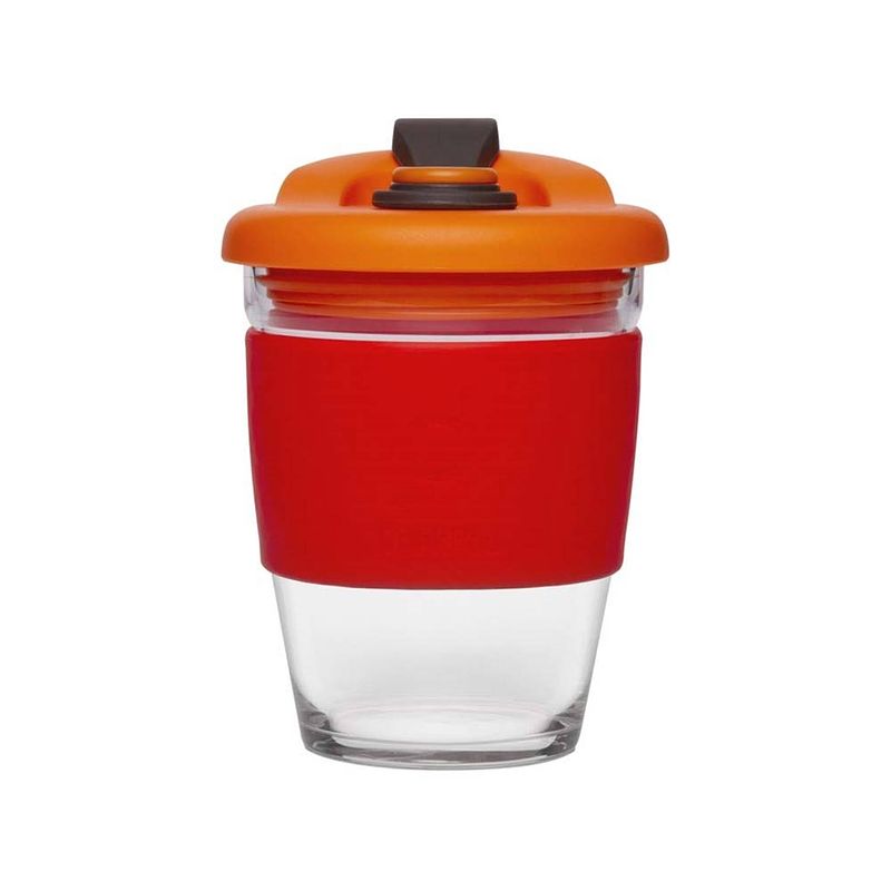 Foto van Herbruikbare koffiebeker - 340ml - vulcano red - glas - pioneer