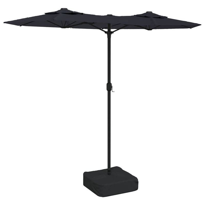 Foto van The living store parasol dubbel - zwart en donkergrijs - 316 x 145 x 240 cm - uv-beschermend polyester