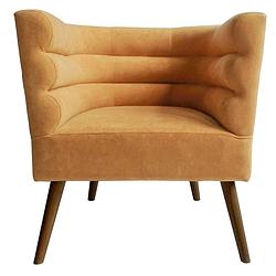 Foto van Leitmotiv stoel explicit 74 x 71 x 74 cm suède/hout okergeel