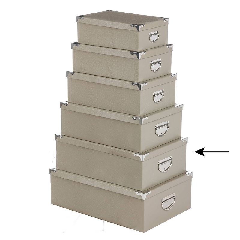 Foto van 5five opbergdoos/box - beige - l44 x b31 x h15 cm - stevig karton - crocobox - opbergbox