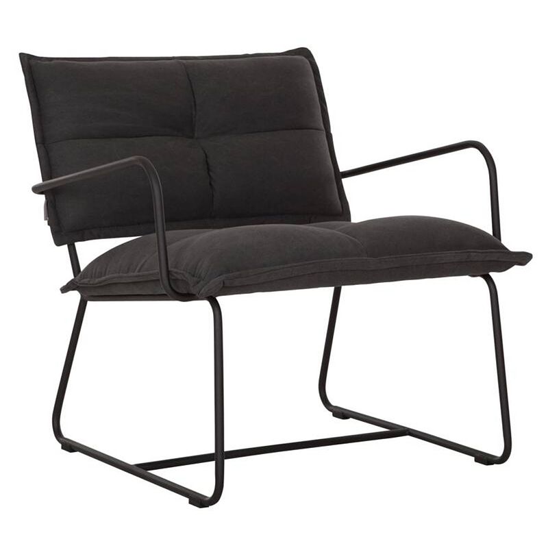 Foto van 24designs hug fauteuil - charcoal katoen - zwart metalen sledeframe