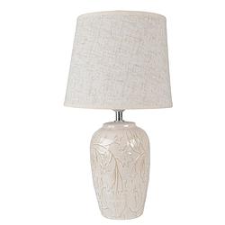 Foto van Haes deco - tafellamp - modern chic - keramieke lamp, ø 20x37 cm - wit/beige - bureaulamp, sfeerlamp, nachtlampje