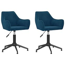 Foto van The living store draaibare eetstoelen - fluweel - 54 x 61 x (74-86) cm - blauw