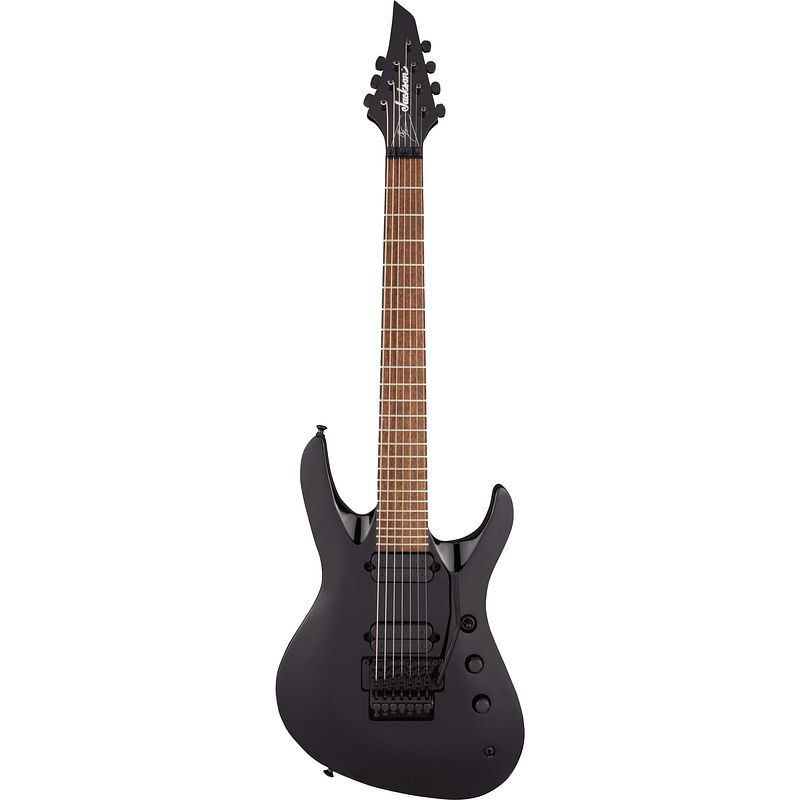 Foto van Jackson pro series signature chris broderick soloist 7 gloss black 7-snarige elektrische gitaar