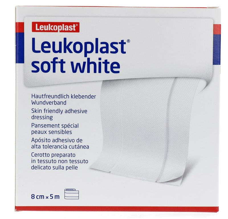 Foto van Leukoplast soft white wondpleister 5m x 8cm