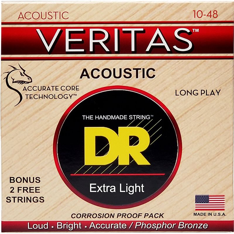 Foto van Dr strings vta-10 veritas extra light 10-48 westerngitaarsnaren